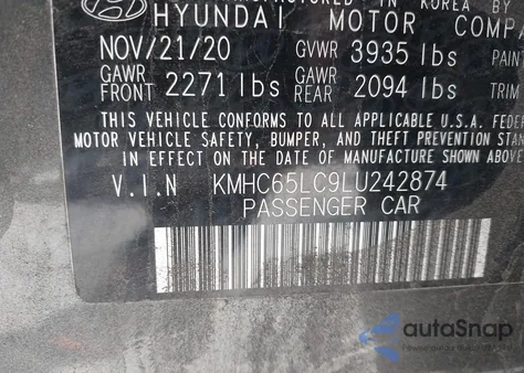 2020 Hyundai Ioniq Hybrid Blue z USA, uszkodzony, nr VIN KMHC65LC9LU242874
